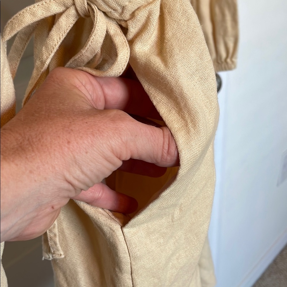 Universal Thread Tan Long Sleeve Linen Dress with Cut Outs - Picture 7 of 7